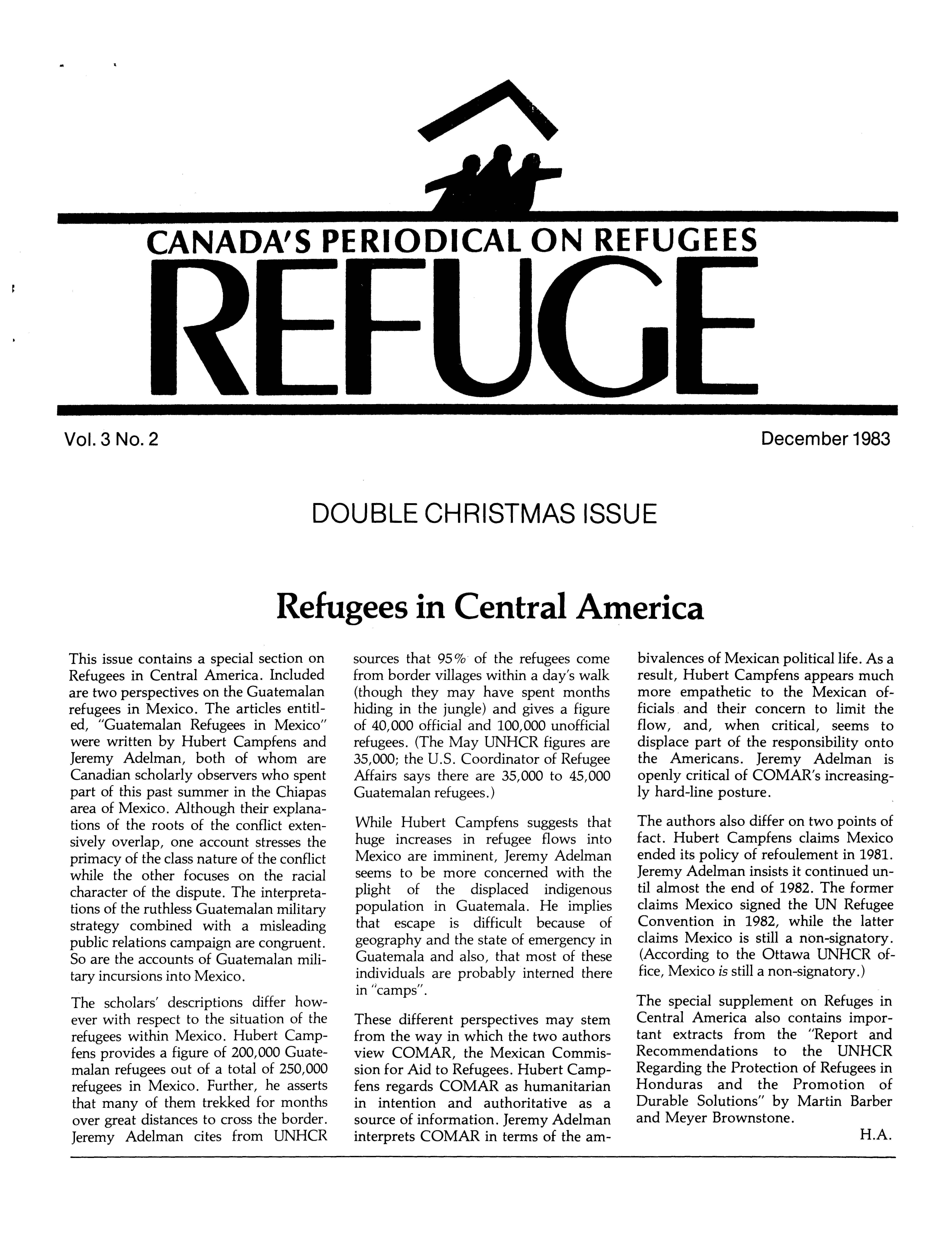 first page Refuge vol. 3.2 1983