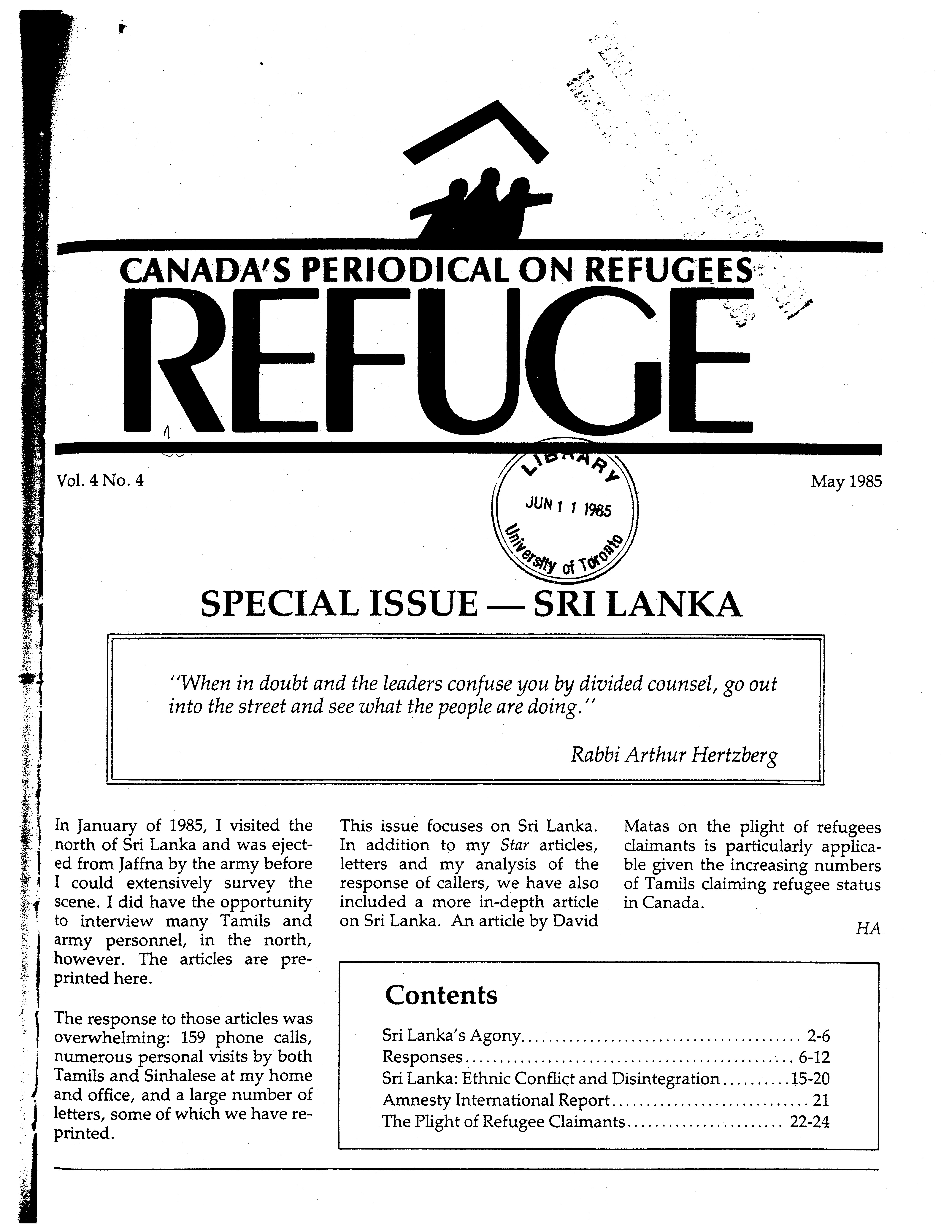 first page Refuge vol. 4.4 1985