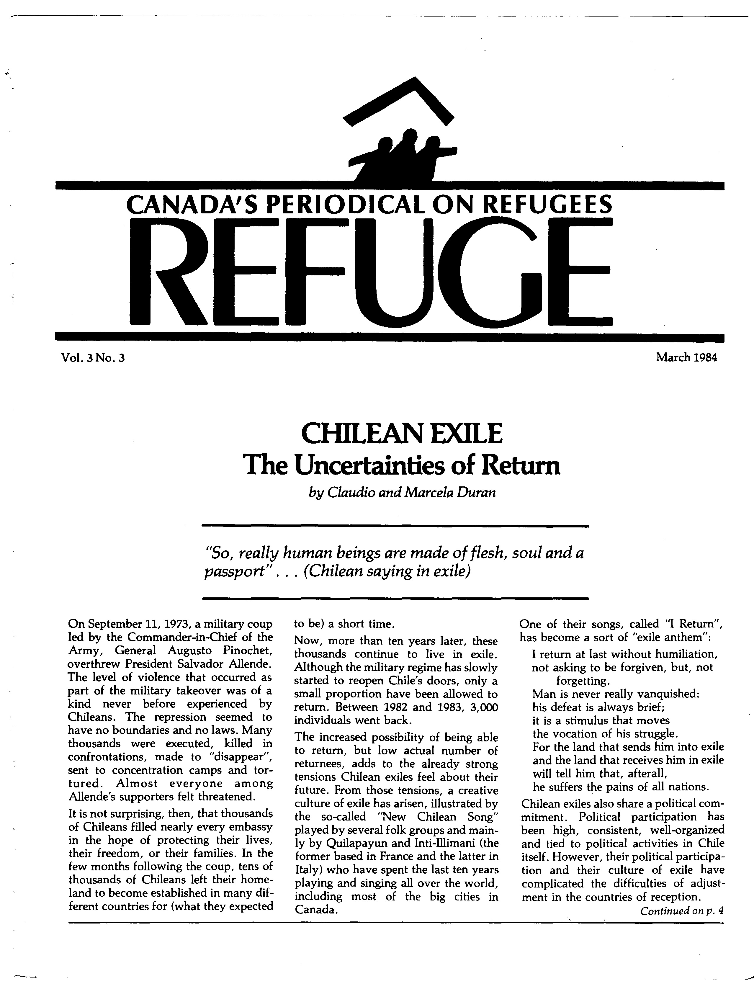 first page Refuge vol. 3.3 1984