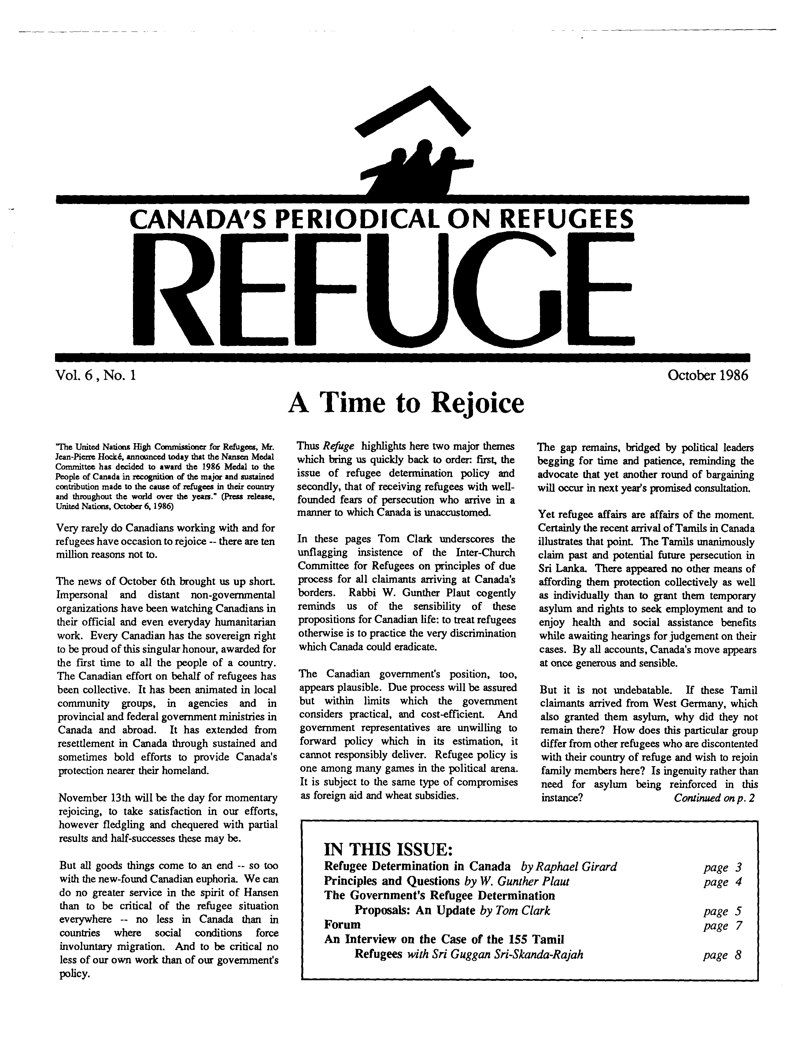 first page Refuge vol. 6.1 1986