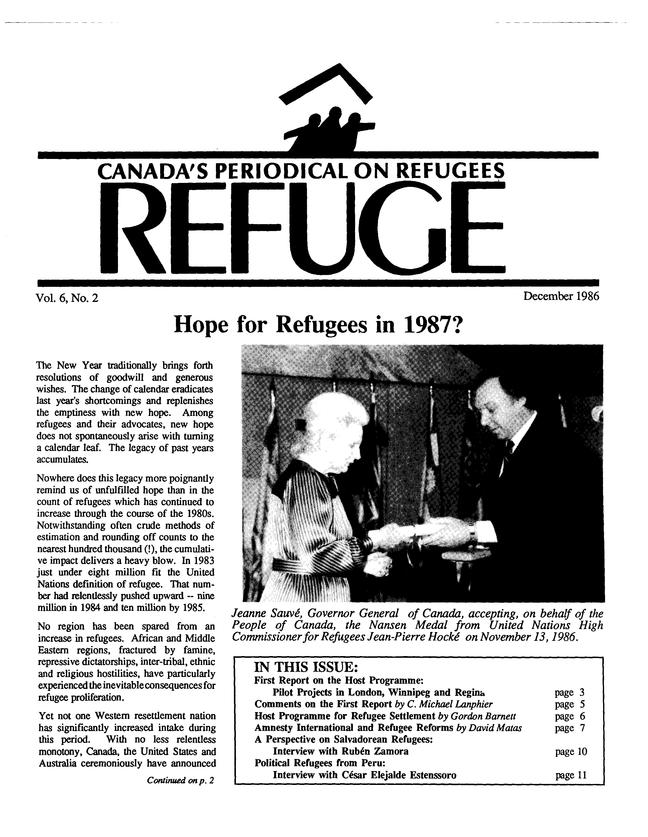 first page Refuge vol. 6.2 1986