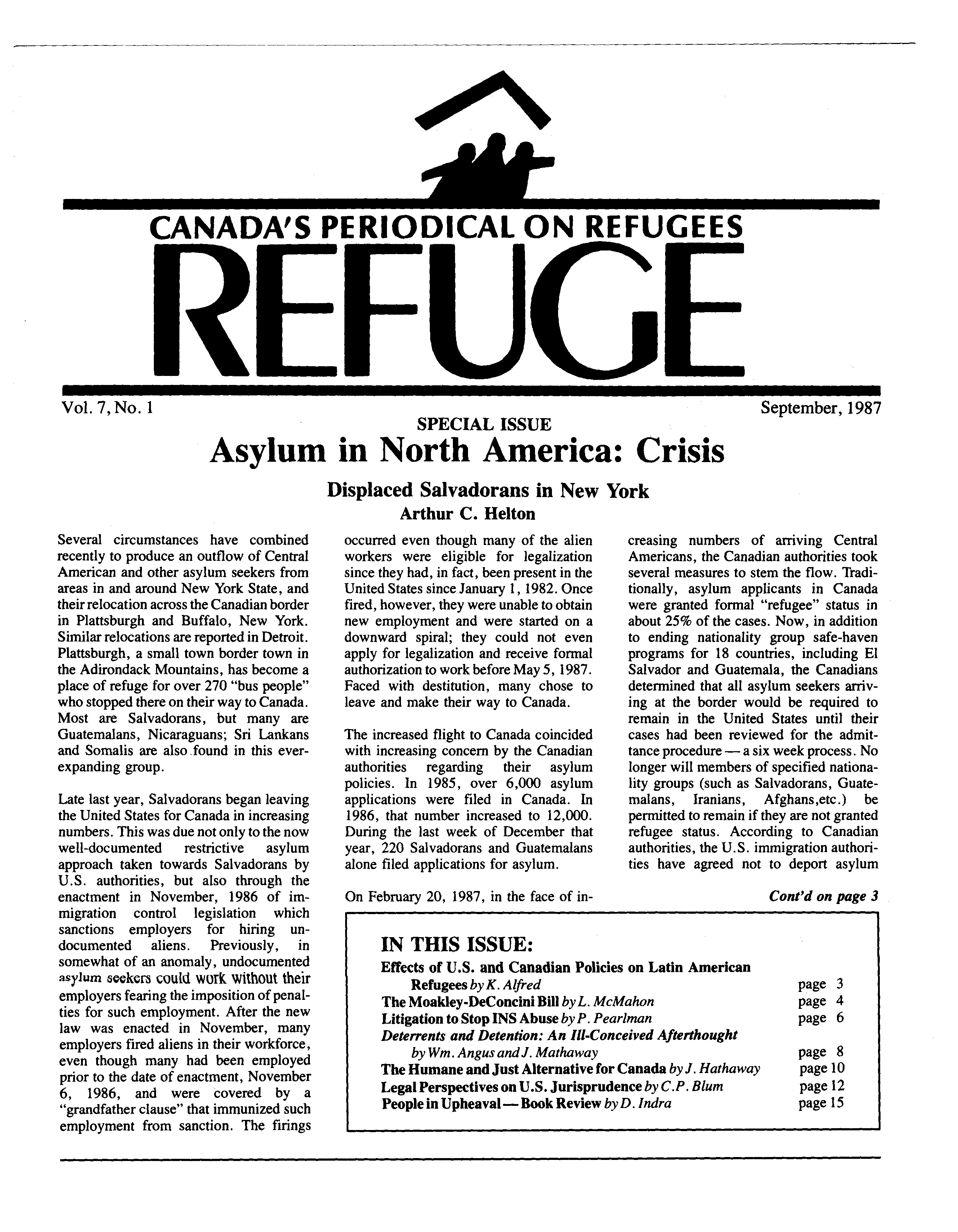 first page Refuge vol. 7.1 1987