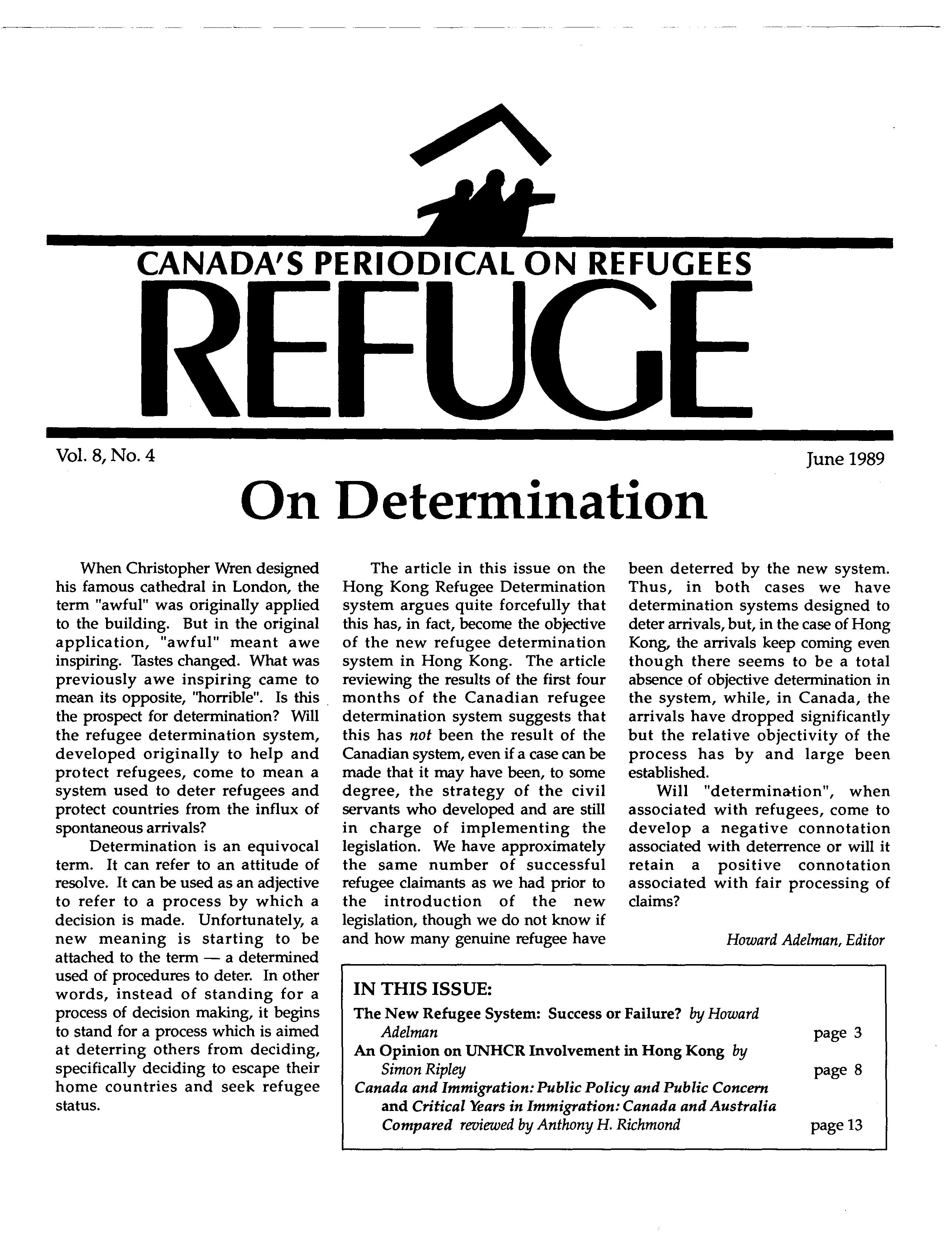 first page Refuge vol. 8.4 1989