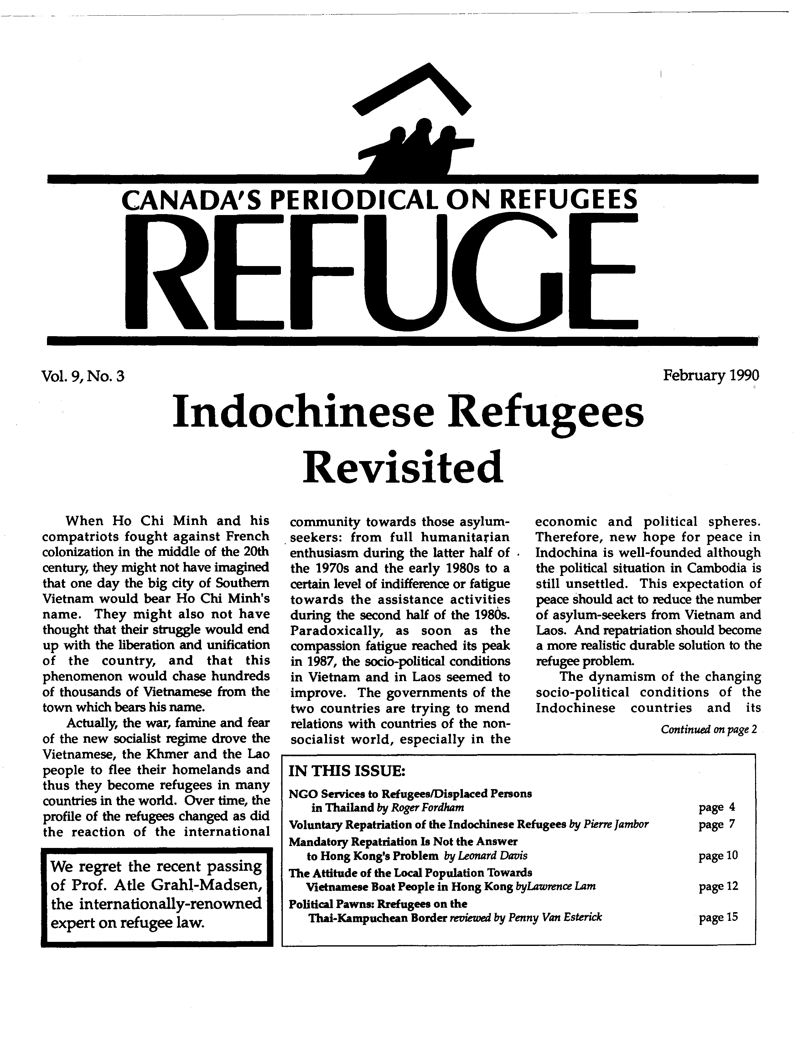 first page Refuge vol. 9.3 1990