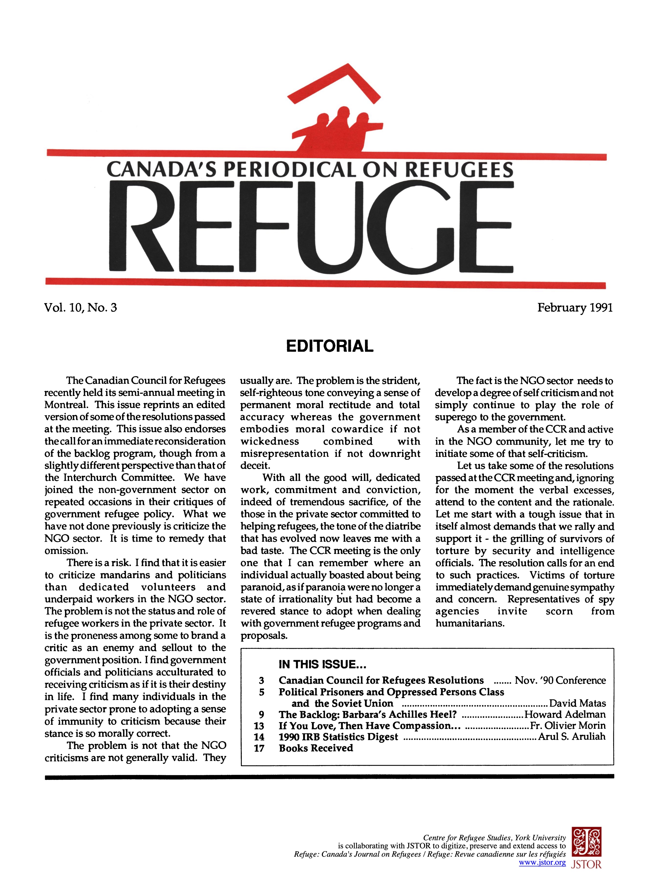 cover Refuge vol. 11.3 1991