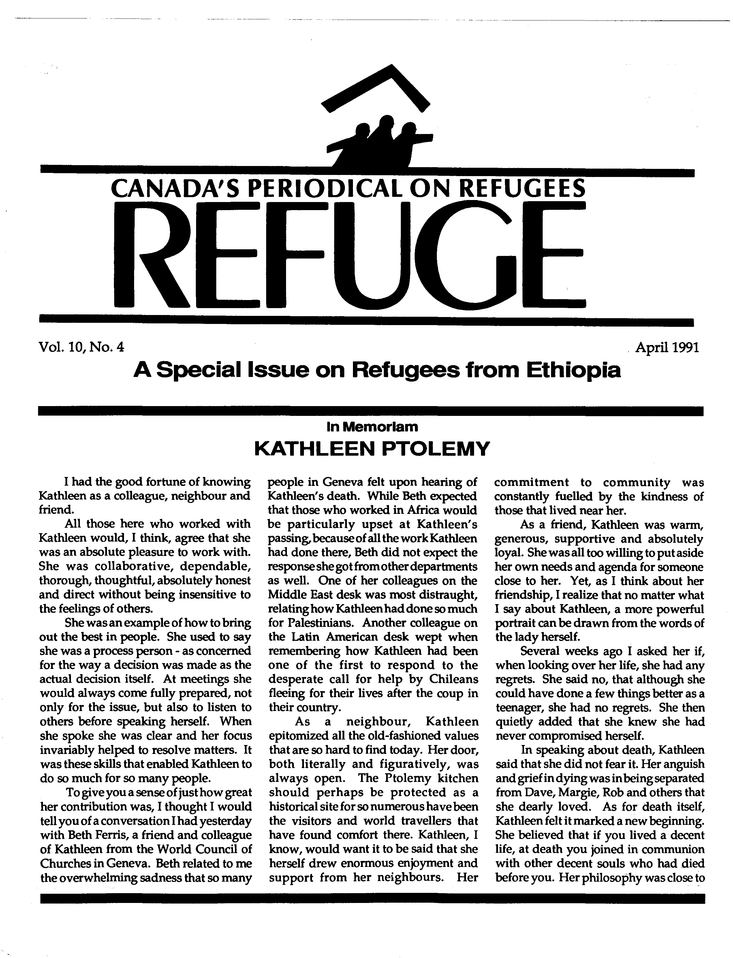 first page Refuge vol. 10.4 1991