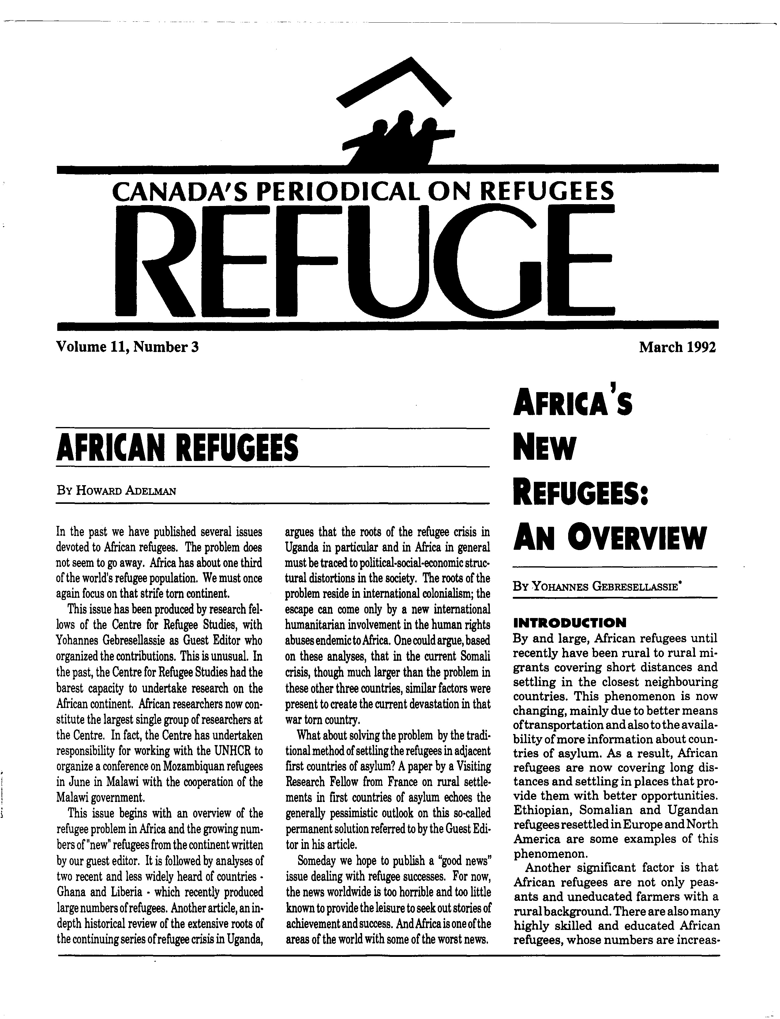 first page Refuge vol. 11.3 1992