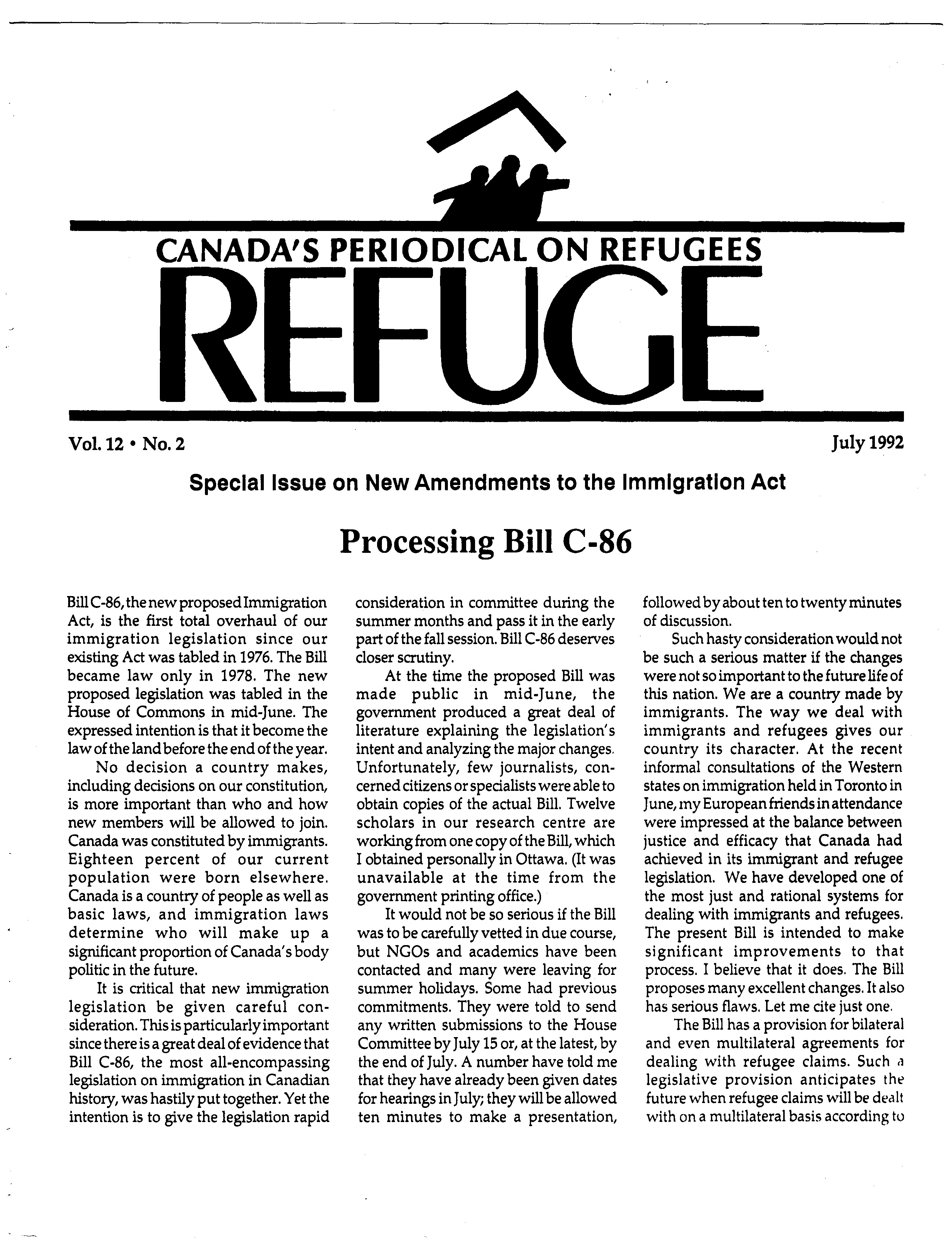 first page Refuge vol. 12.2 1992