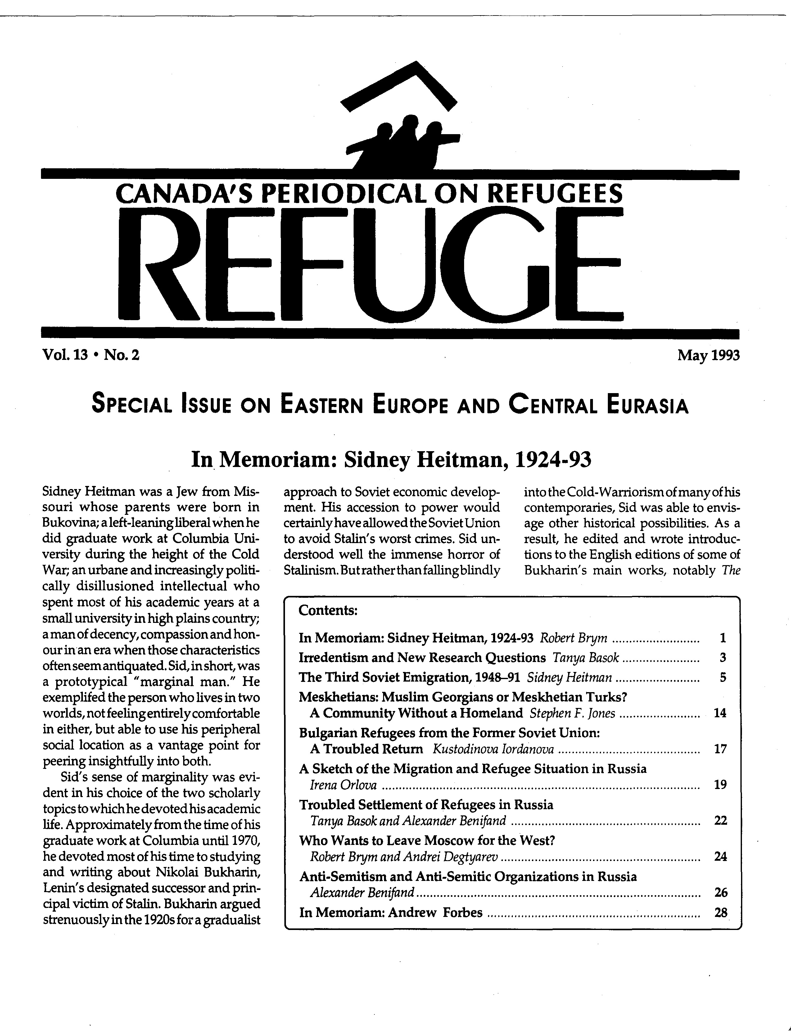 first page Refuge vol. 13.2 1993