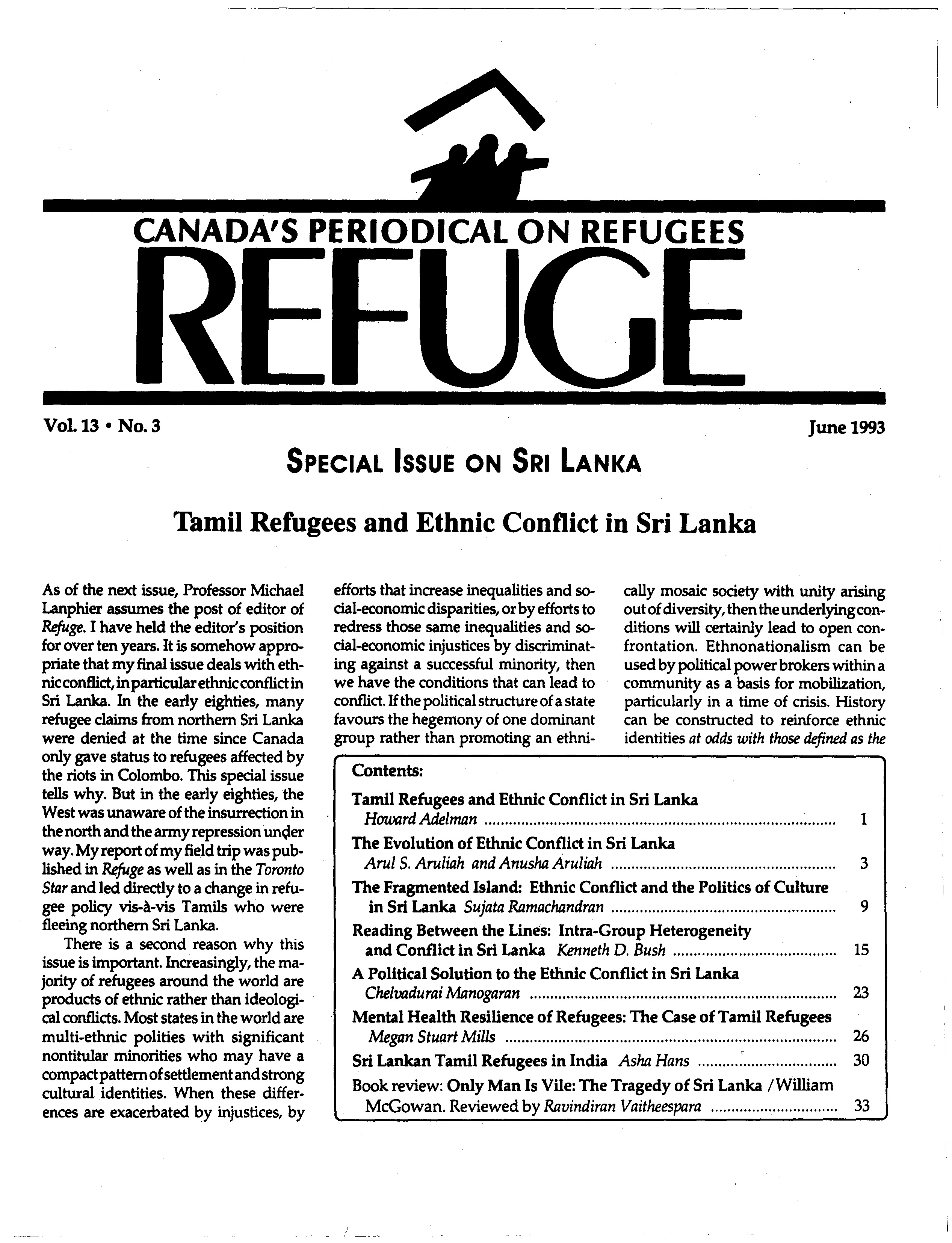 first page Refuge vol. 13.3 1993