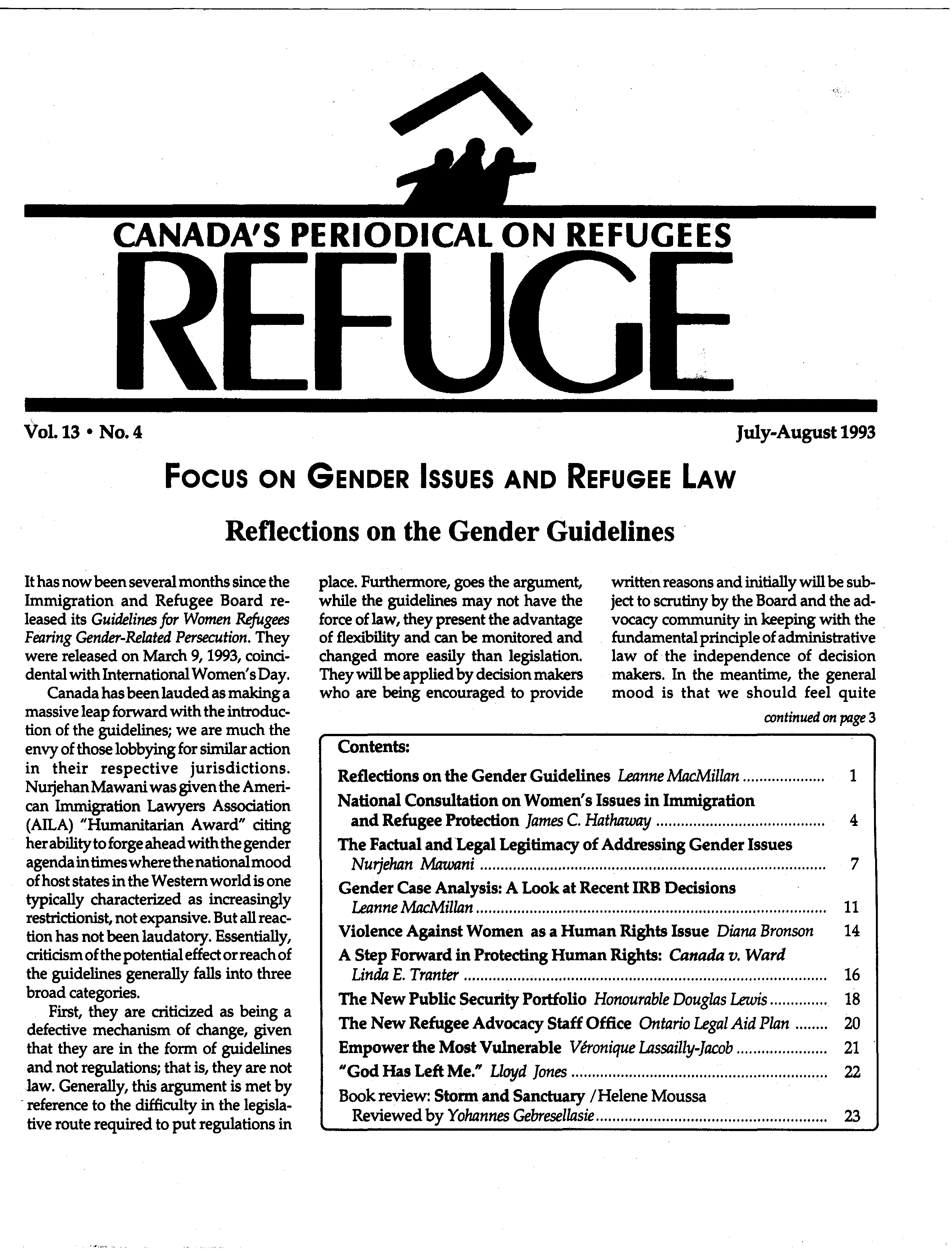 first page Refuge vol. 13.4 1993