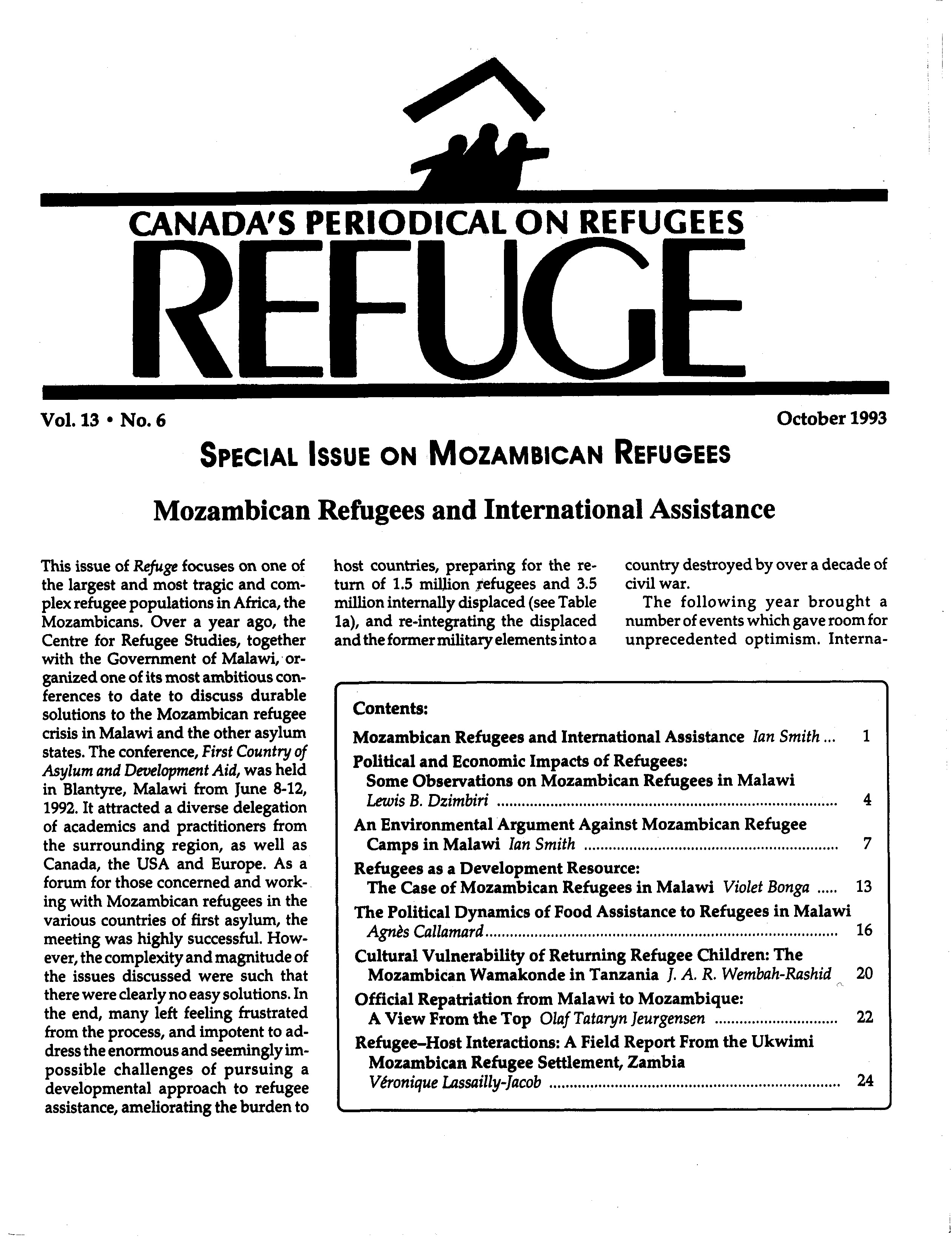first page Refuge vol. 13.6 1993