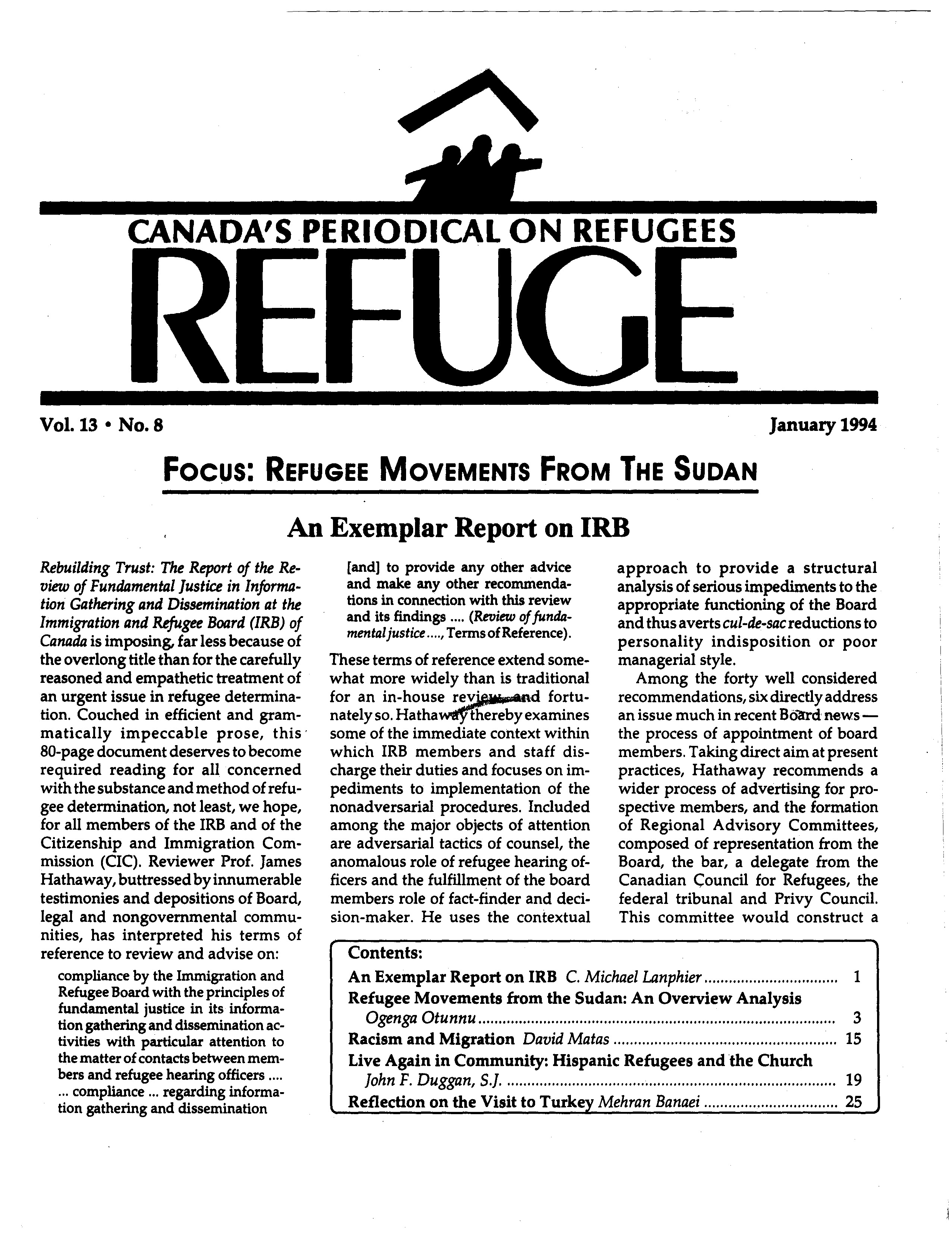 first page Refuge vol. 13.8 1994