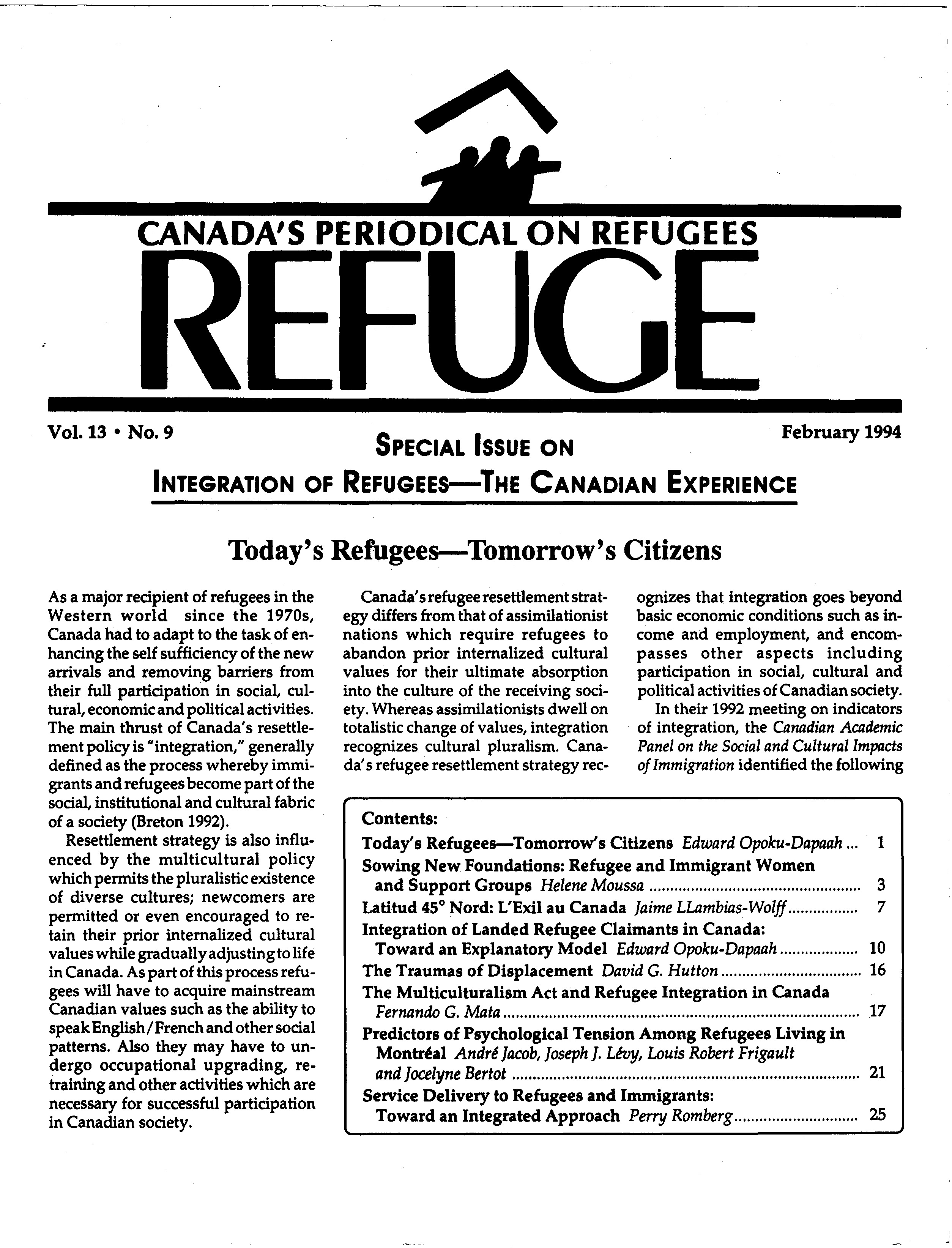 first page Refuge vol. 13.9 1994