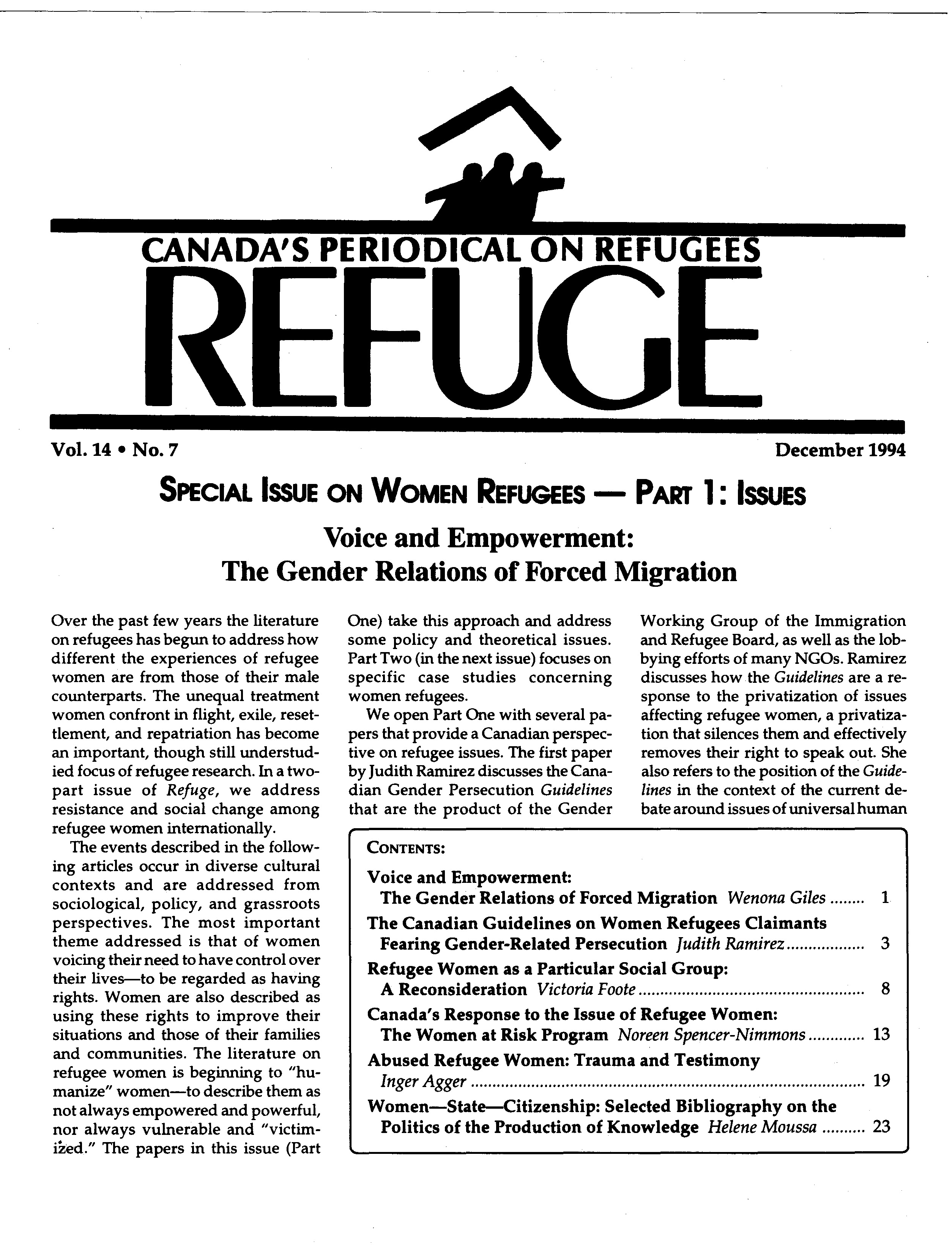 first page Refuge vol. 14.7 1994