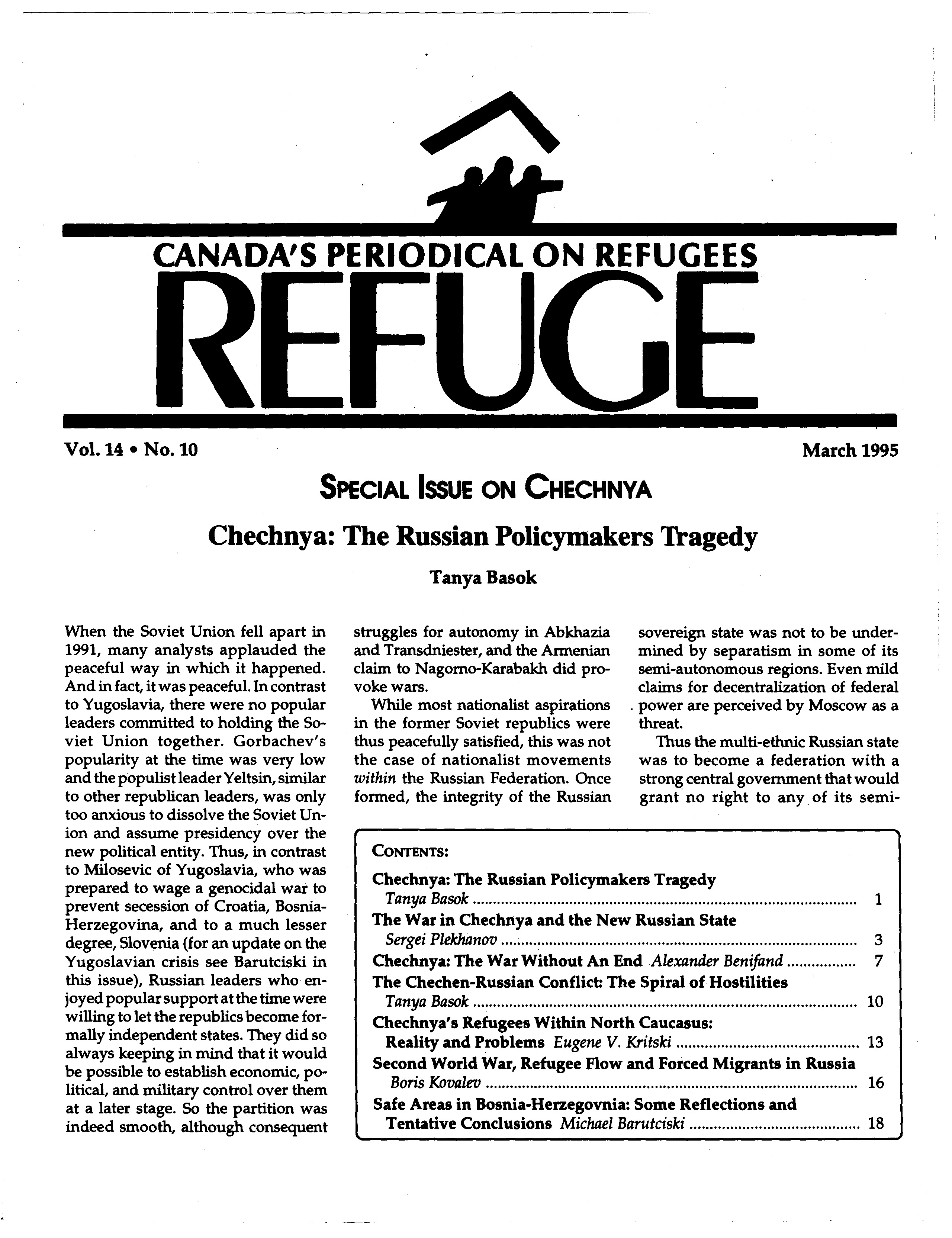 first page Refuge vol. 14.10 1995