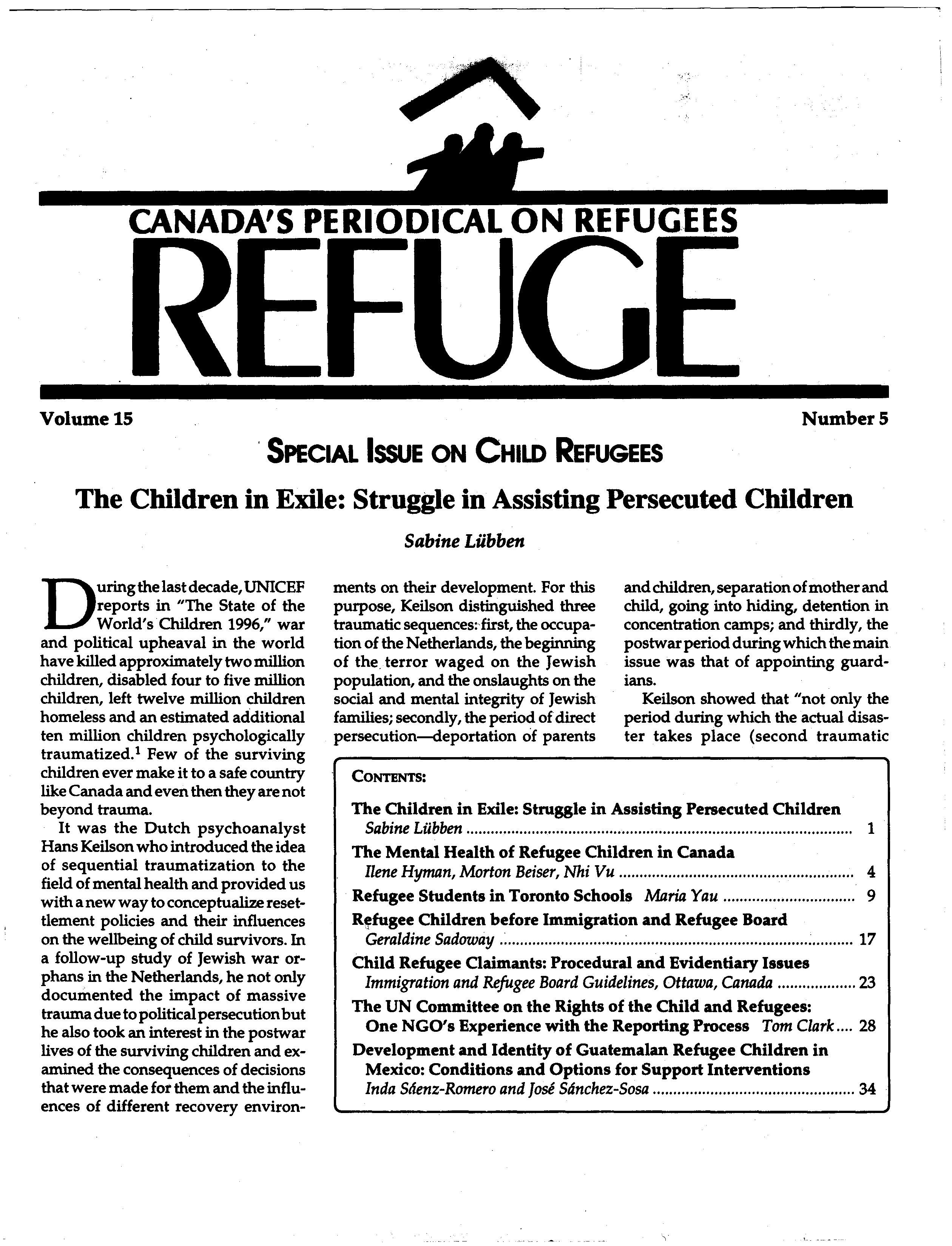 first page Refuge vol. 15.5 1996