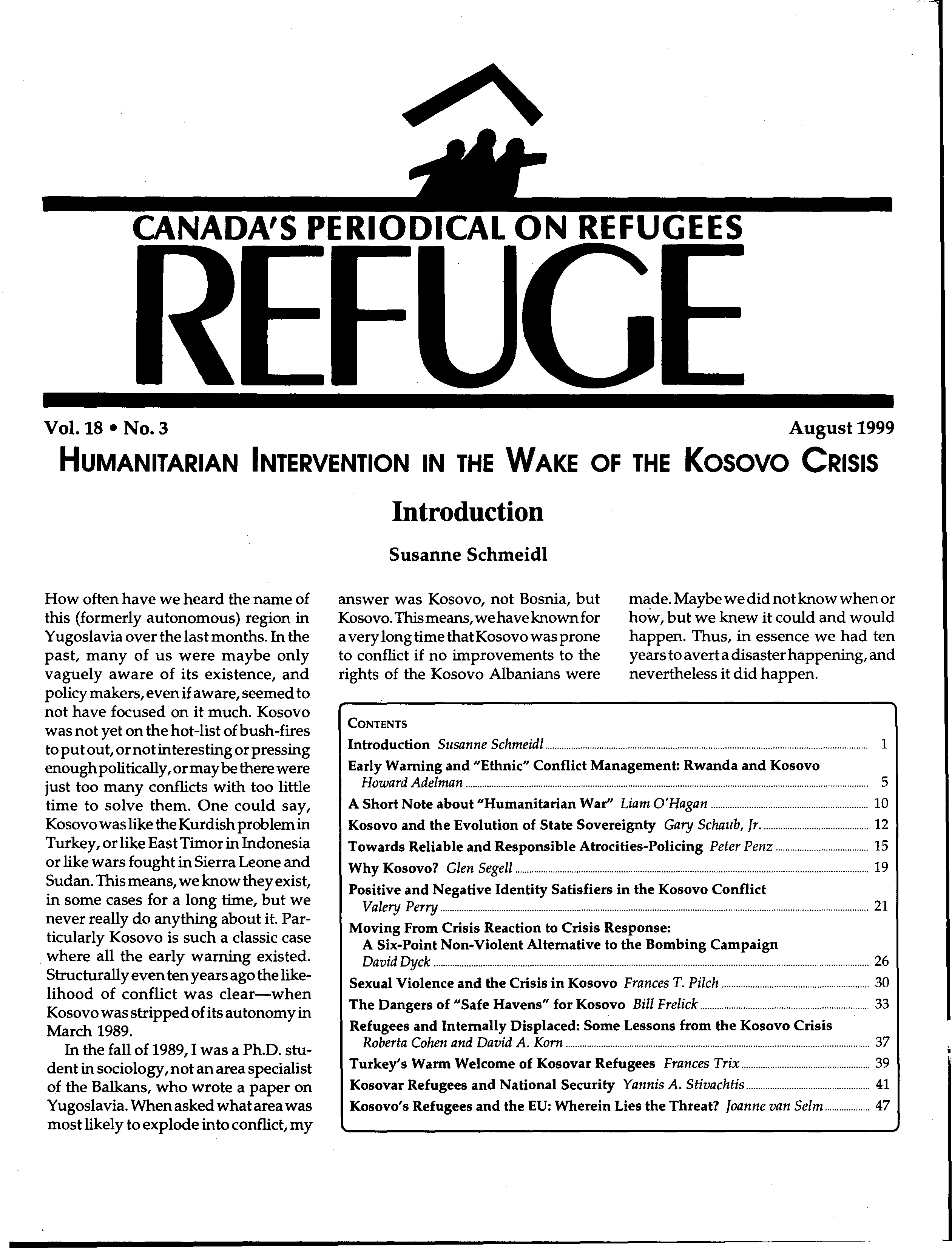 first page Refuge vol. 18.3 1999