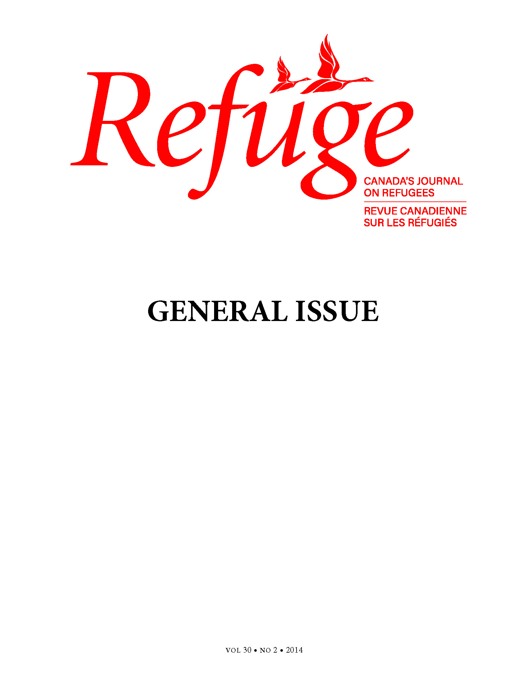 cover Refuge vol. 30.2 2014