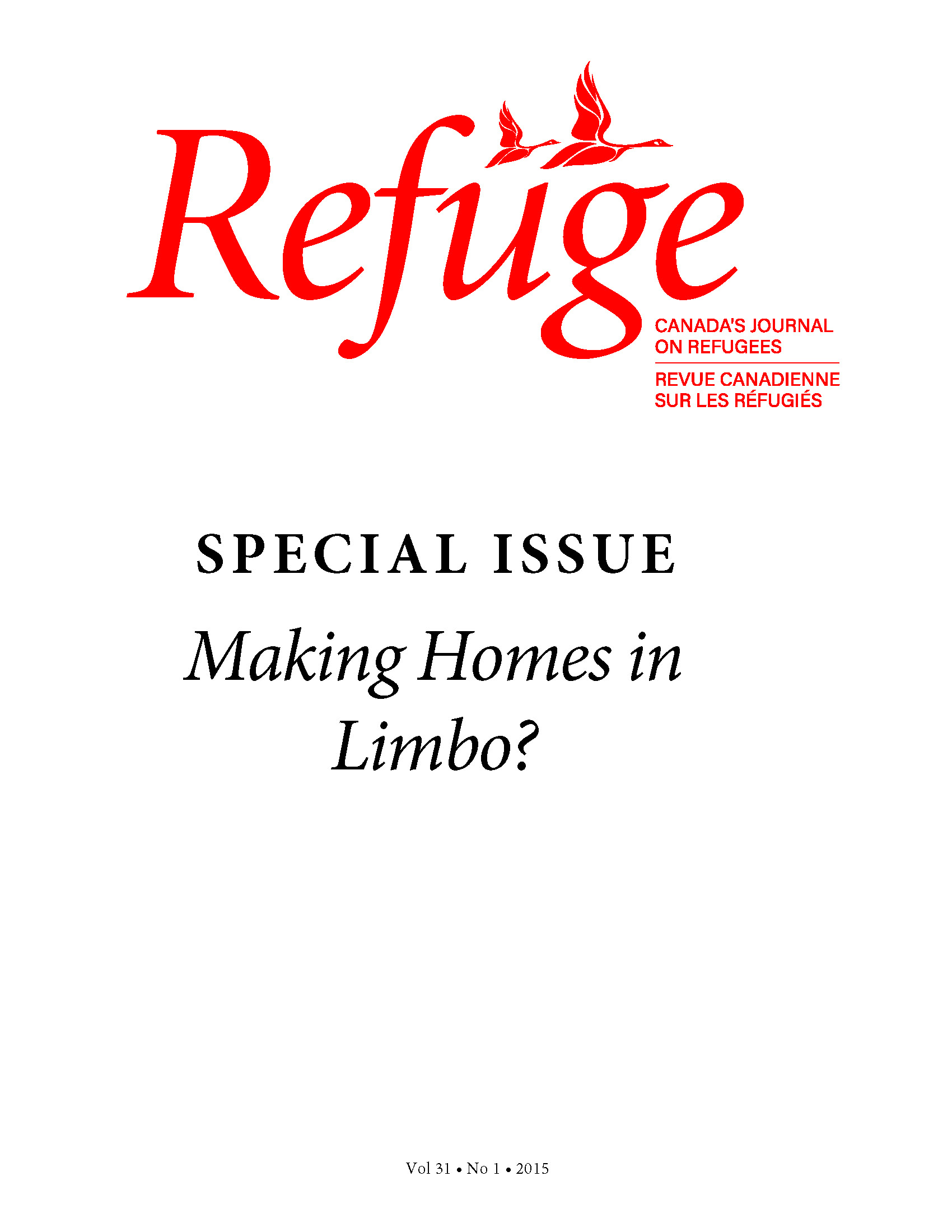 cover Refuge special issue vol. 31.1 2015