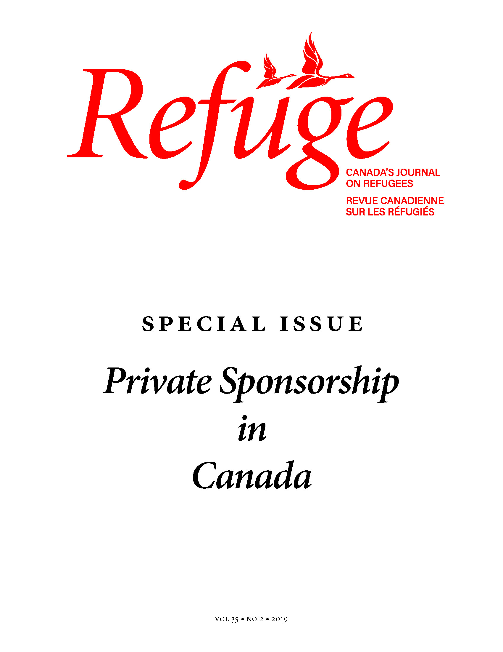 cover image of Refuge special issue on private sponsorship