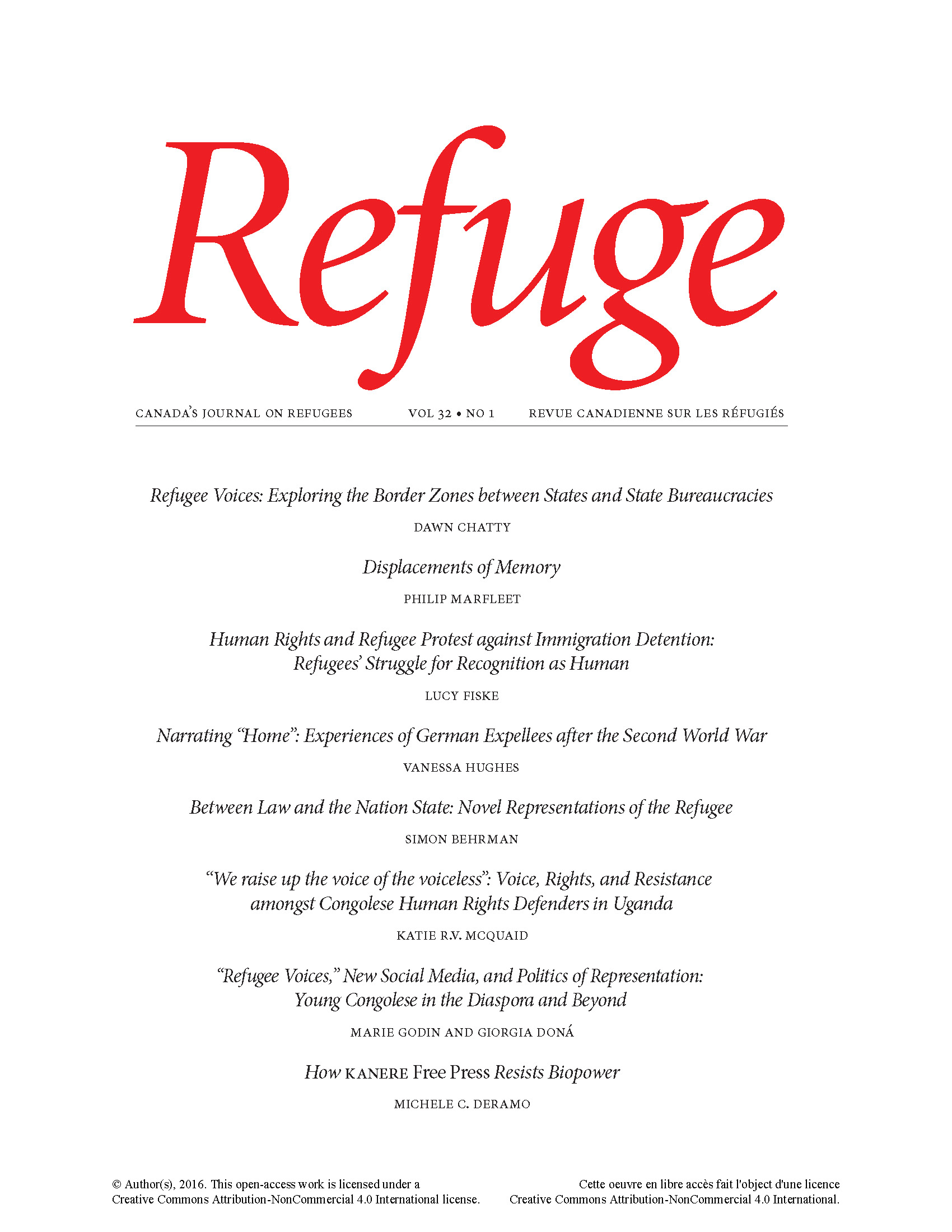 cover Refuge 32.1 2016